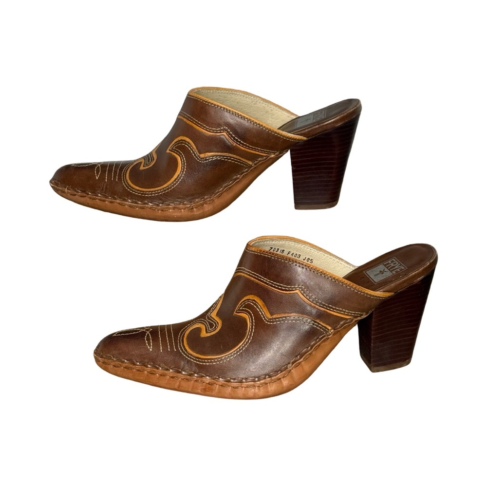 Rare Vintage Frye Phoenix Western Mules - Picture 4 of 13